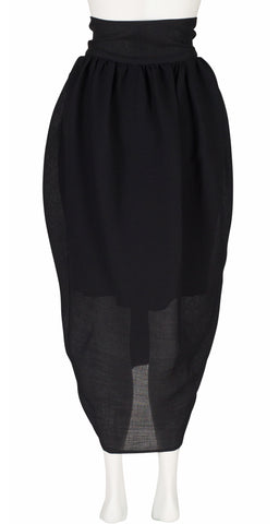 1980s Museum-Held Black High-Waisted Tulip Skirt