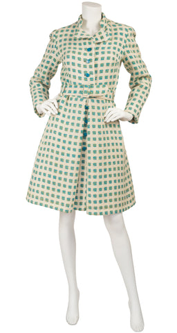 1960s Mod Check Cream Wool Coat