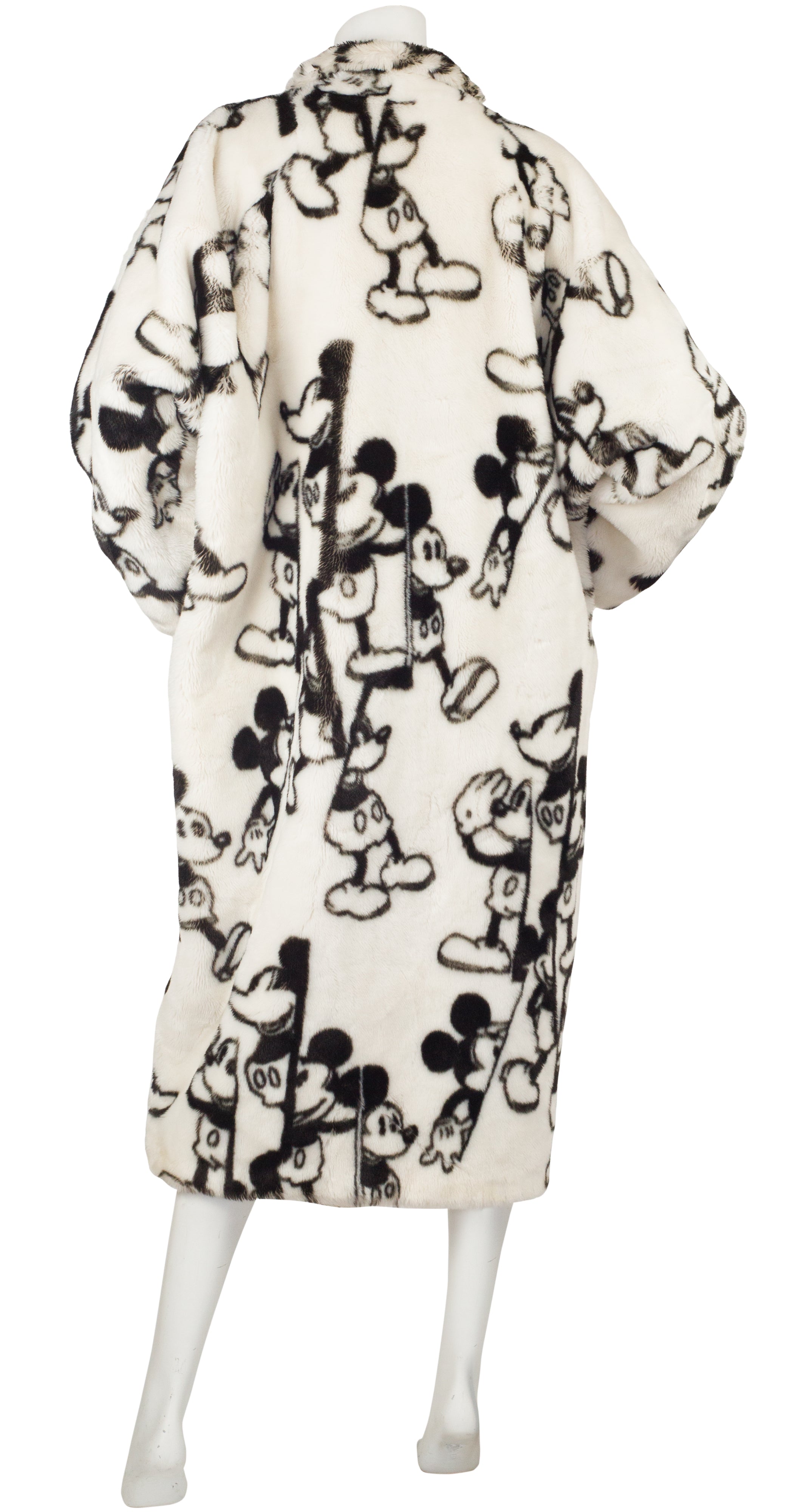 Apparence Paris 1990s Vintage Mickey Mouse Disney Print Faux Fur Coat