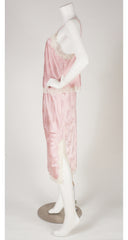 1980s Pink Jacquard Lace Trim Lingerie Set