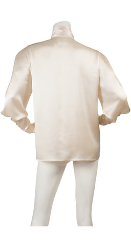 1980s Cream Silk Ascot Tie Blouse