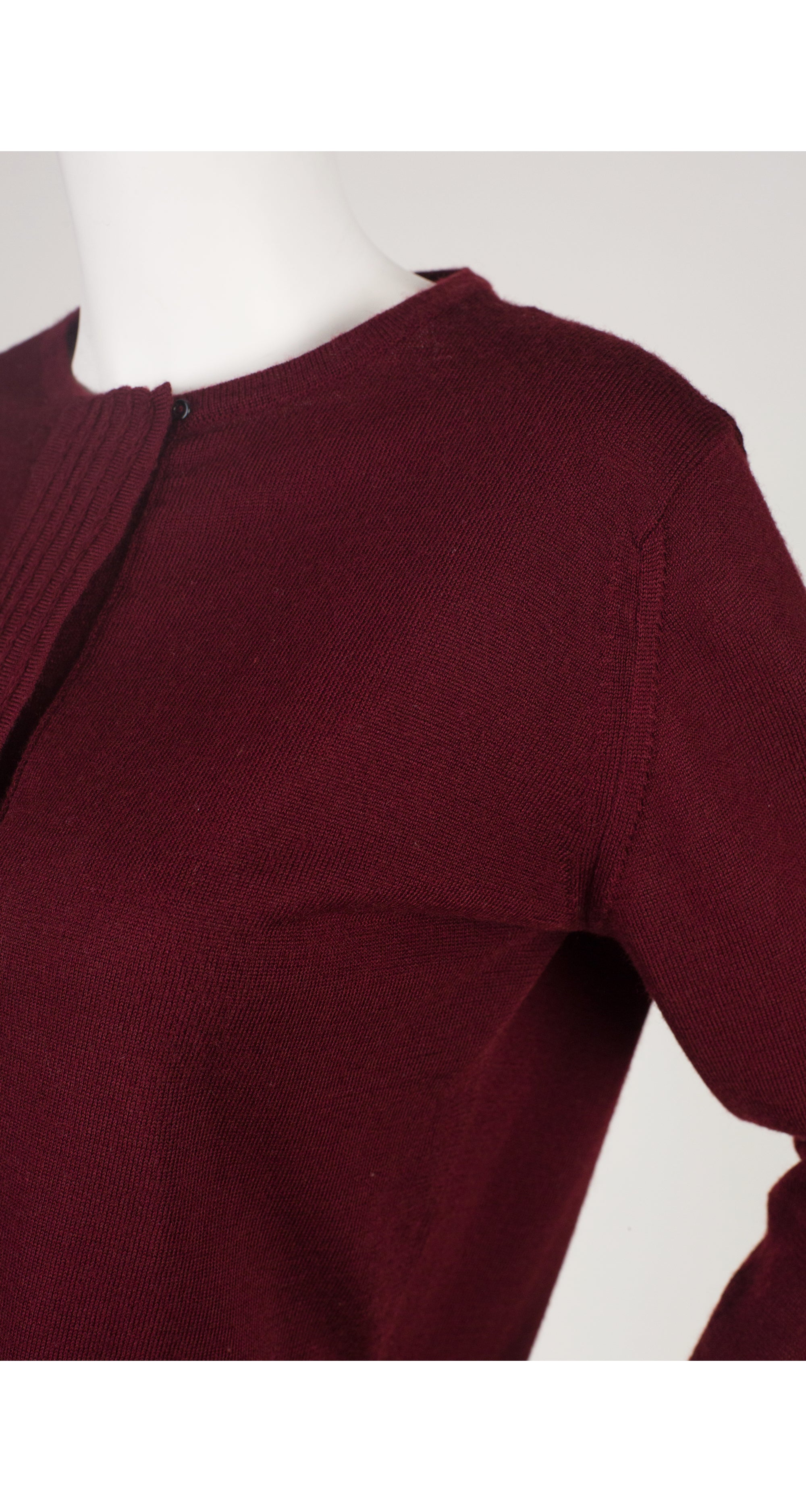 1960s Burgundy Button Up Knit Cardigan