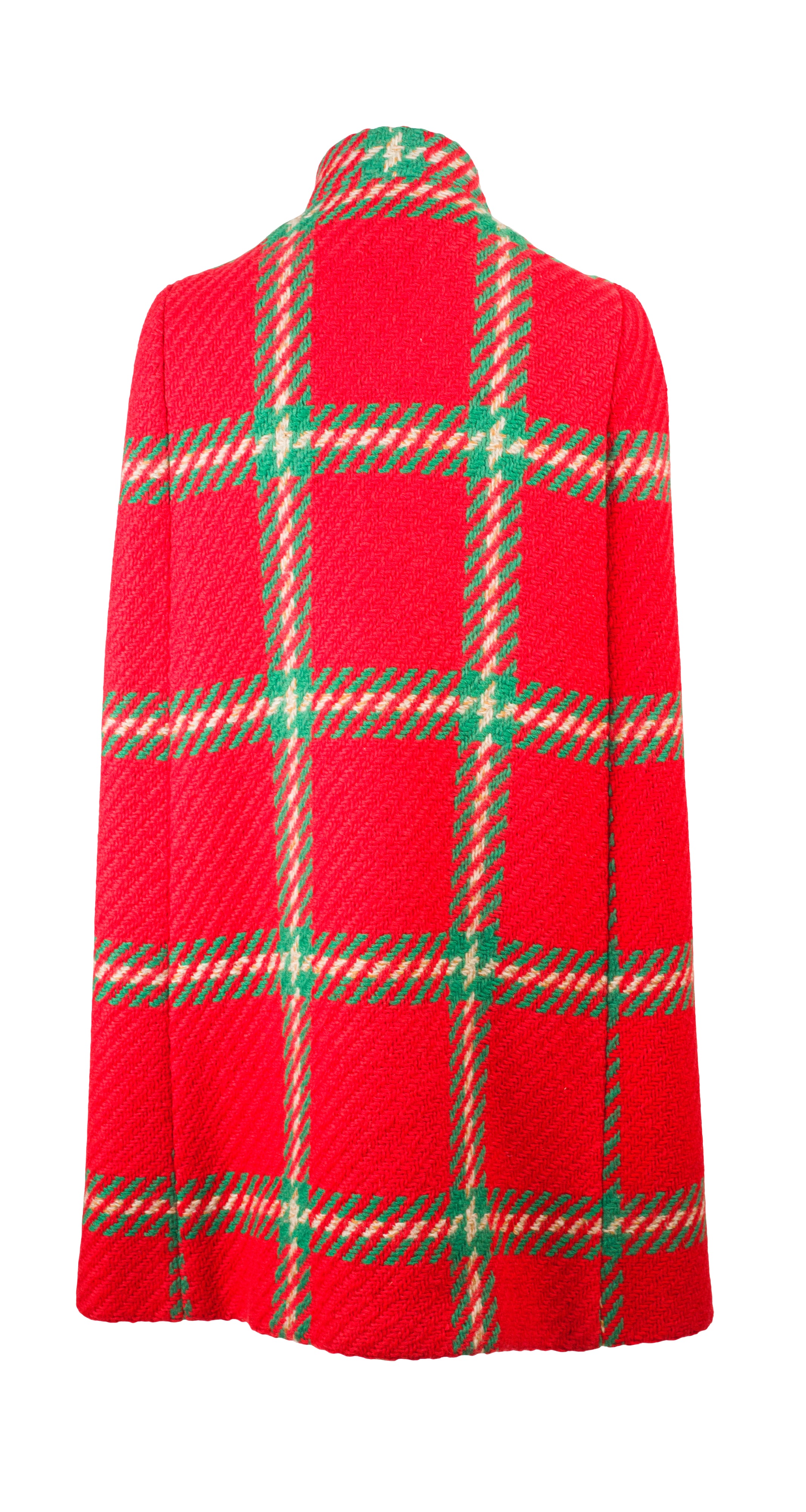 Anne Fogarty 1960s Vintage Mod Red & Green Plaid Wool Cape ...