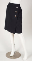 1989 S/S "Le Smoking" Black Wool Gabardine Skirt