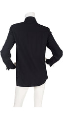 1990s Black Wool Long Sleeve Collared Shirt
