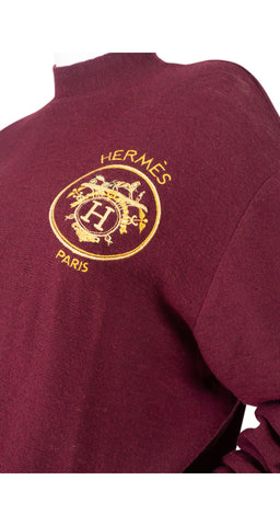 1980s Logo Emblem Burgundy Wool Knit Tracksuit