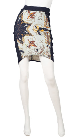 1980s Fan Electrical Cord Print Bodycon Skirt