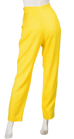 1980s Yellow Linen Blend High-Waisted Trousers