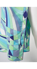 1960s Blue Geometric Cotton Wrap Beach Skirt