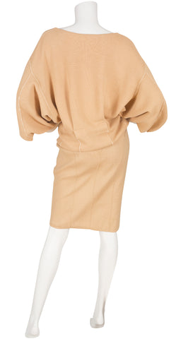 1985 F/W Butterscotch Cotton Knit Skirt Suit