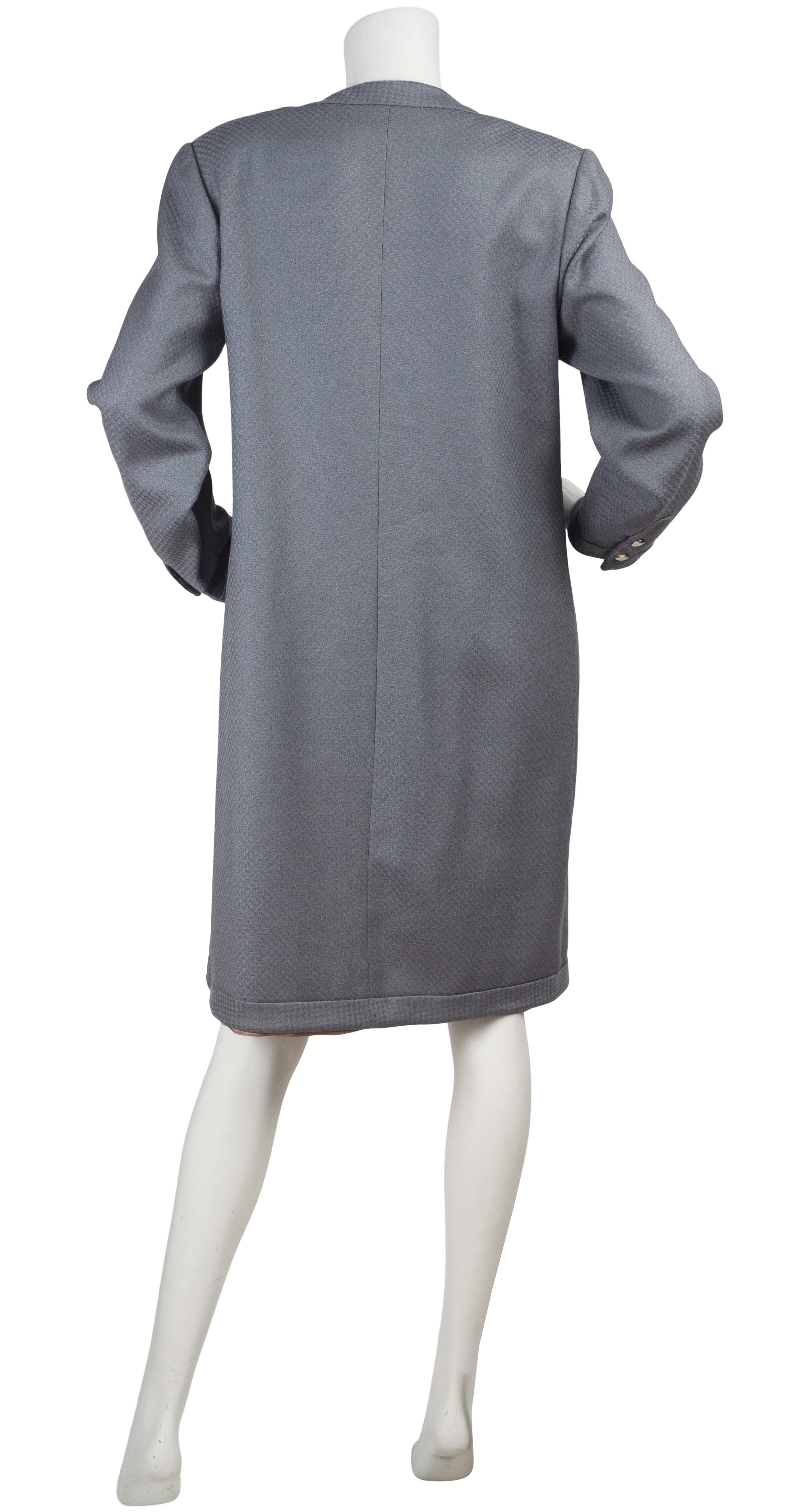 1980s Gray Check Wool Snap Coat Dress