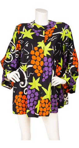 1980s Face & Grape Print Cotton Swing Jacket
