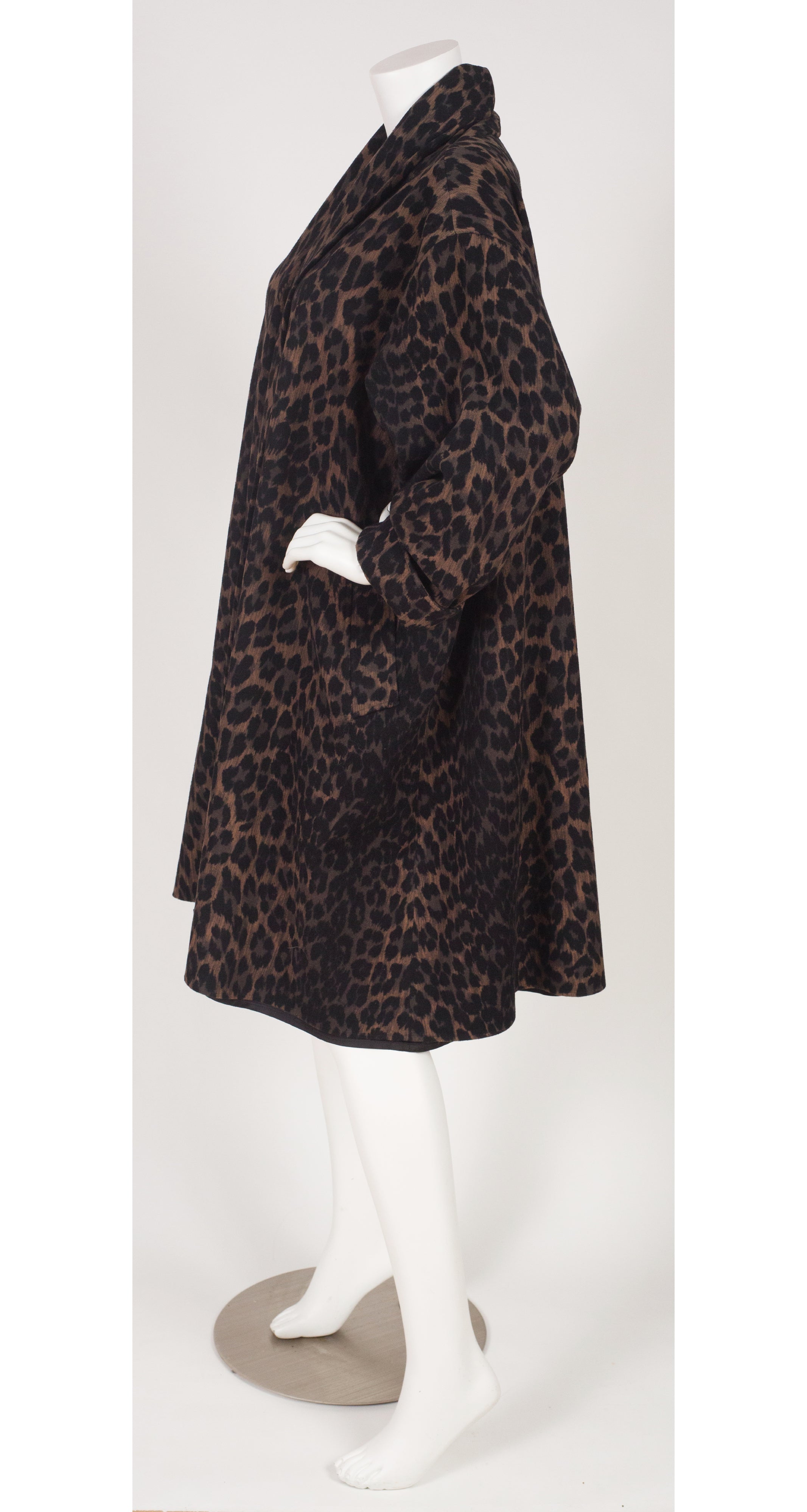 1980s Leopard Print Wool Swing Coat