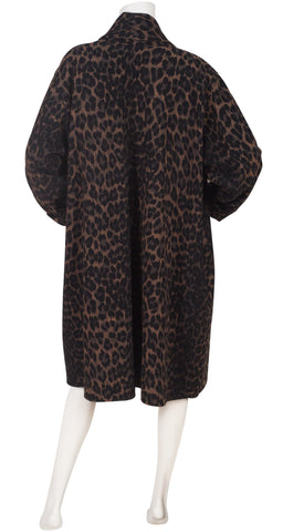 1980s Leopard Print Wool Swing Coat