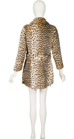 1960s Cheetah Print Faux Fur Double-Breasted Coat