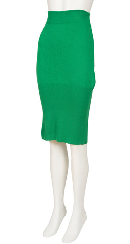 1980s Green Wool Knit Convertible Mini Tube Dress