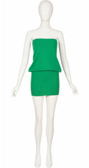 1980s Green Wool Knit Convertible Mini Tube Dress