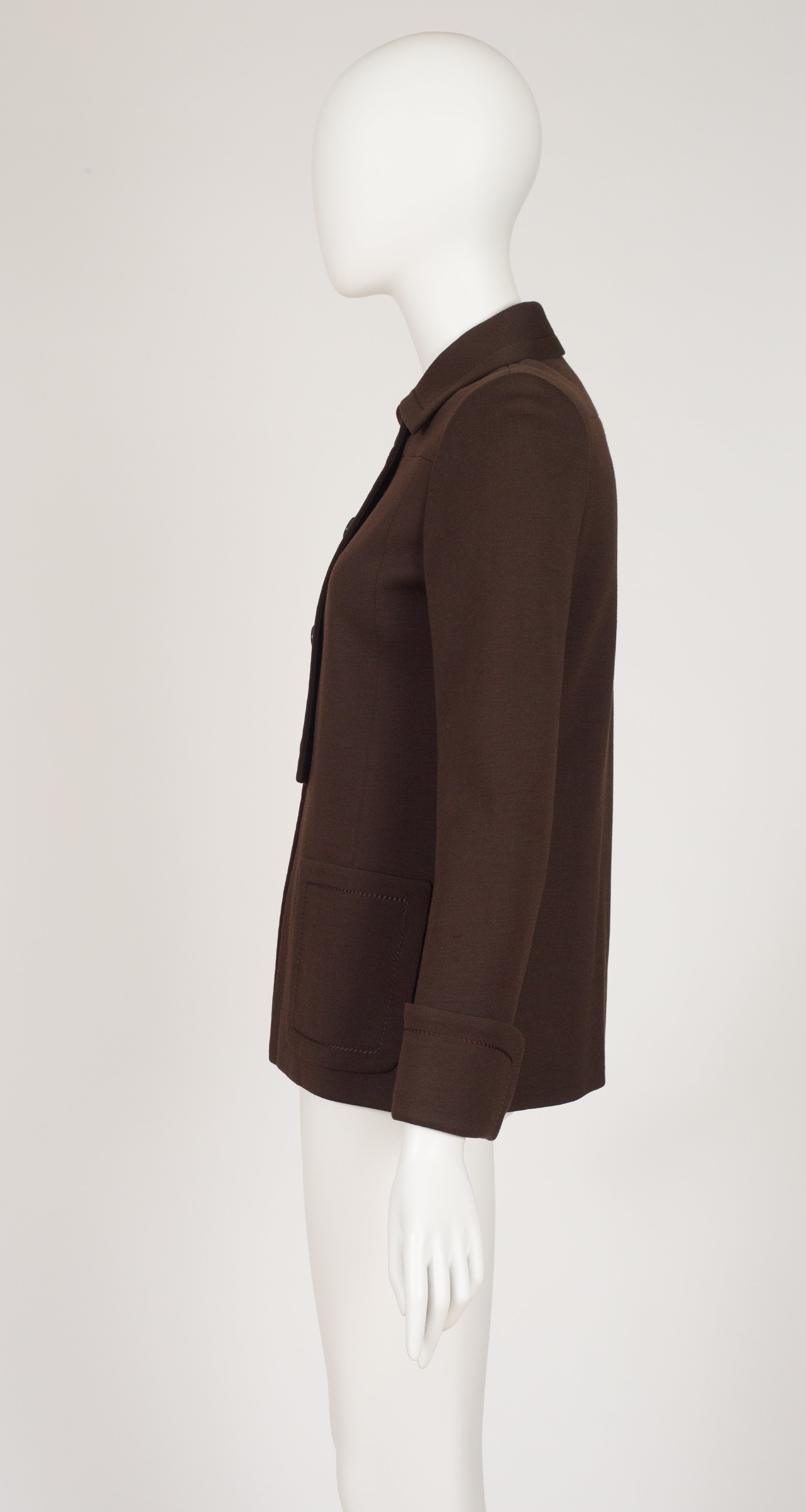 1960s Mod Brown Wool Jersey Collared Jacket