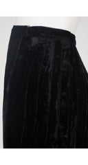 1979-80 F/W Black Crushed Velvet Pleated Wrap Skirt