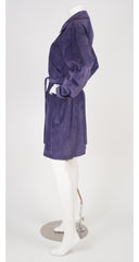 1980s Purple Suede Coat & Tassel Beret Set