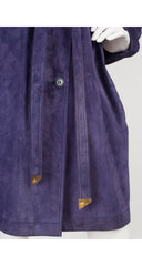 1980s Purple Suede Coat & Tassel Beret Set