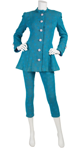 c. 1967 Documented Blue Polka-Dot Jacket & Pant Set