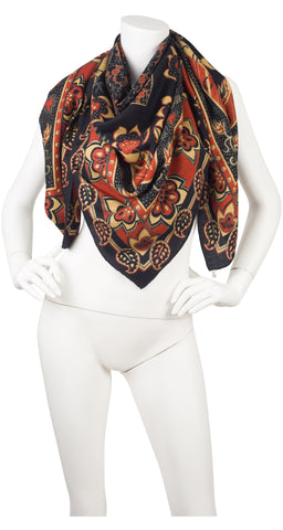 1980s Floral Cashmere & Silk Shawl