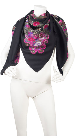 1983 "Anemones" by Caty Latham 140cm Cashmere & Silk Shawl