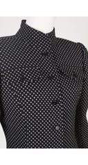 1980s Black & White Geometric Wool Skirt Suit