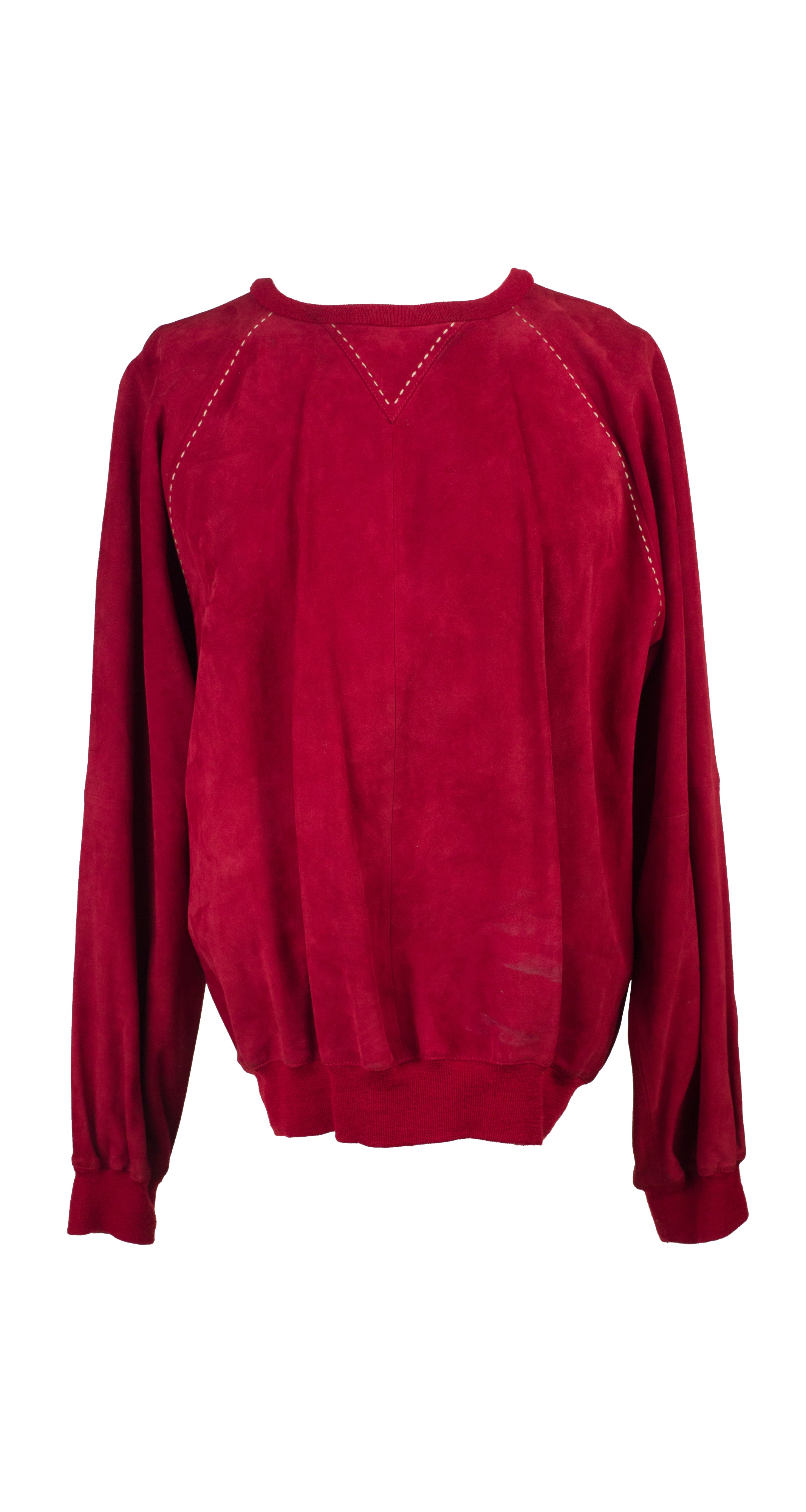 1980s Men's Red Suede Pullover Sweater