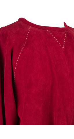 1980s Men's Red Suede Pullover Sweater