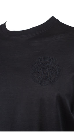 1990s Men's Logo Emblem Black Cotton Jersey T-Shirt