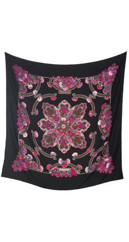 1983 "Anemones" by Caty Latham 140cm Cashmere & Silk Shawl