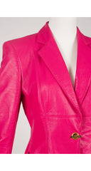 1990s Hot Pink Leather Blazer Jacket