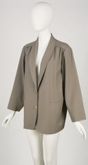 1980s Pinstripe Taupe Wool Shawl Collar Blazer
