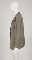 1980s Pinstripe Taupe Wool Shawl Collar Blazer