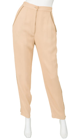 1980s Western-Inspired High-Waisted Rayon Trousers