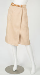 1970s Beige Leather Buckle Wrap Skirt