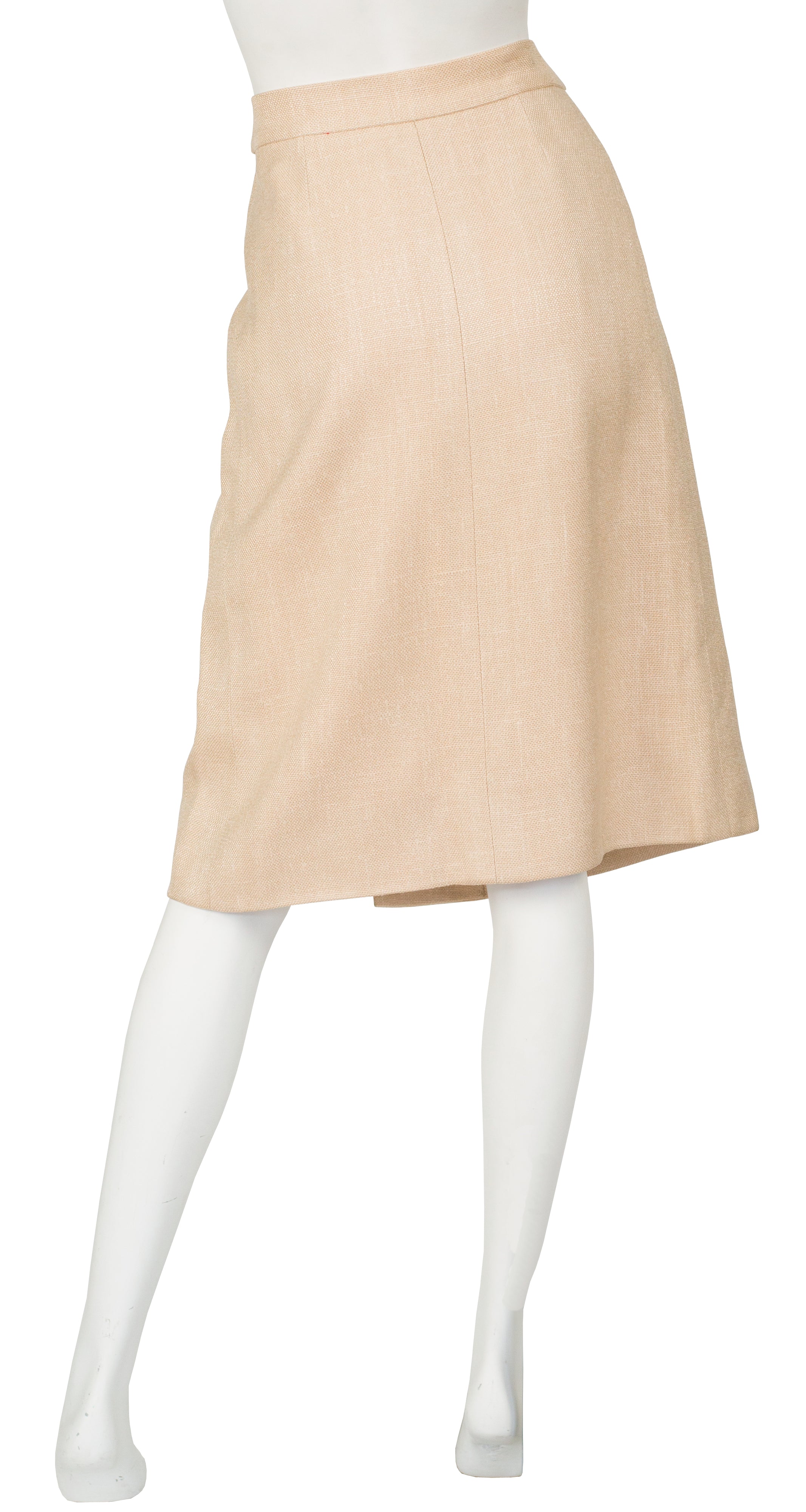 1970s Beige Leather Buckle Wrap Skirt