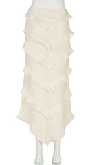 1990s Cream Linen Tiered Ruffle Skirt