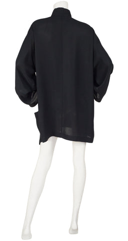1990s Black Asymmetrical Nehru Collar Jacket
