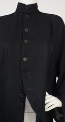 1990s Black Asymmetrical Nehru Collar Jacket