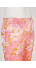 1960s Mod Pink Floral Straight-Leg Trousers