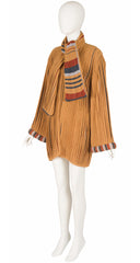 1970s Pleated Wool Knit Cardigan & Scarf Set