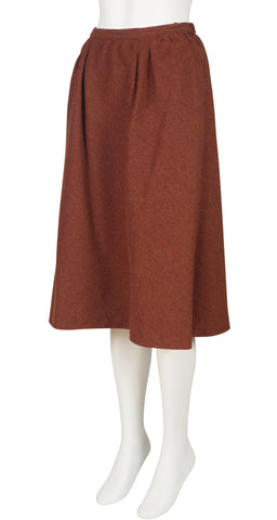1970s Brown Alpaca Puff Shoulder Skirt Suit
