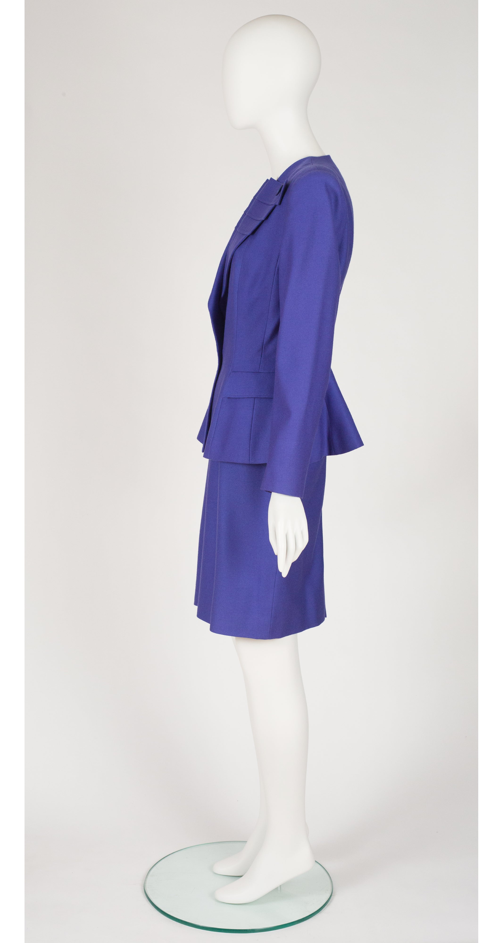 1980s-does-1940s Periwinkle Wool Skirt Suit