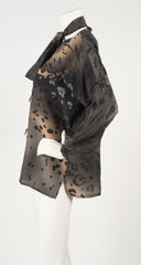 1980s Leopard Print Silk Neck Tie Blouse