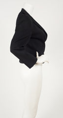 1970s Black Worsted Wool Structured Jacket