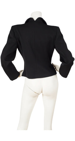 1970s Black Worsted Wool Structured Jacket