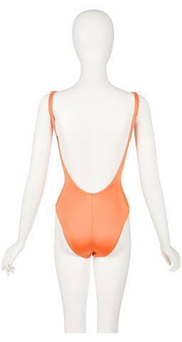 1990s Soutache Coral Backless One-Piece Swimsuit